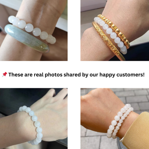 Certified 5A White Hetian Jade Bead Bracelet – Real Natural Jade for Peace, Protection & Good Fortune | Premium Feng Shui Jewelry