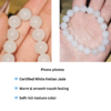 Certified 5A White Hetian Jade Bead Bracelet – Real Natural Jade for Peace, Protection & Good Fortune | Premium Feng Shui Jewelry