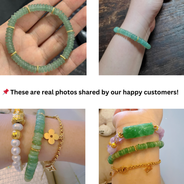 sku194_customer_wear Green Aventurine “Money Stone” Bracelet – Natural Crystal for Wealth, Luck & Success | Women’s Prosperity Jewelry